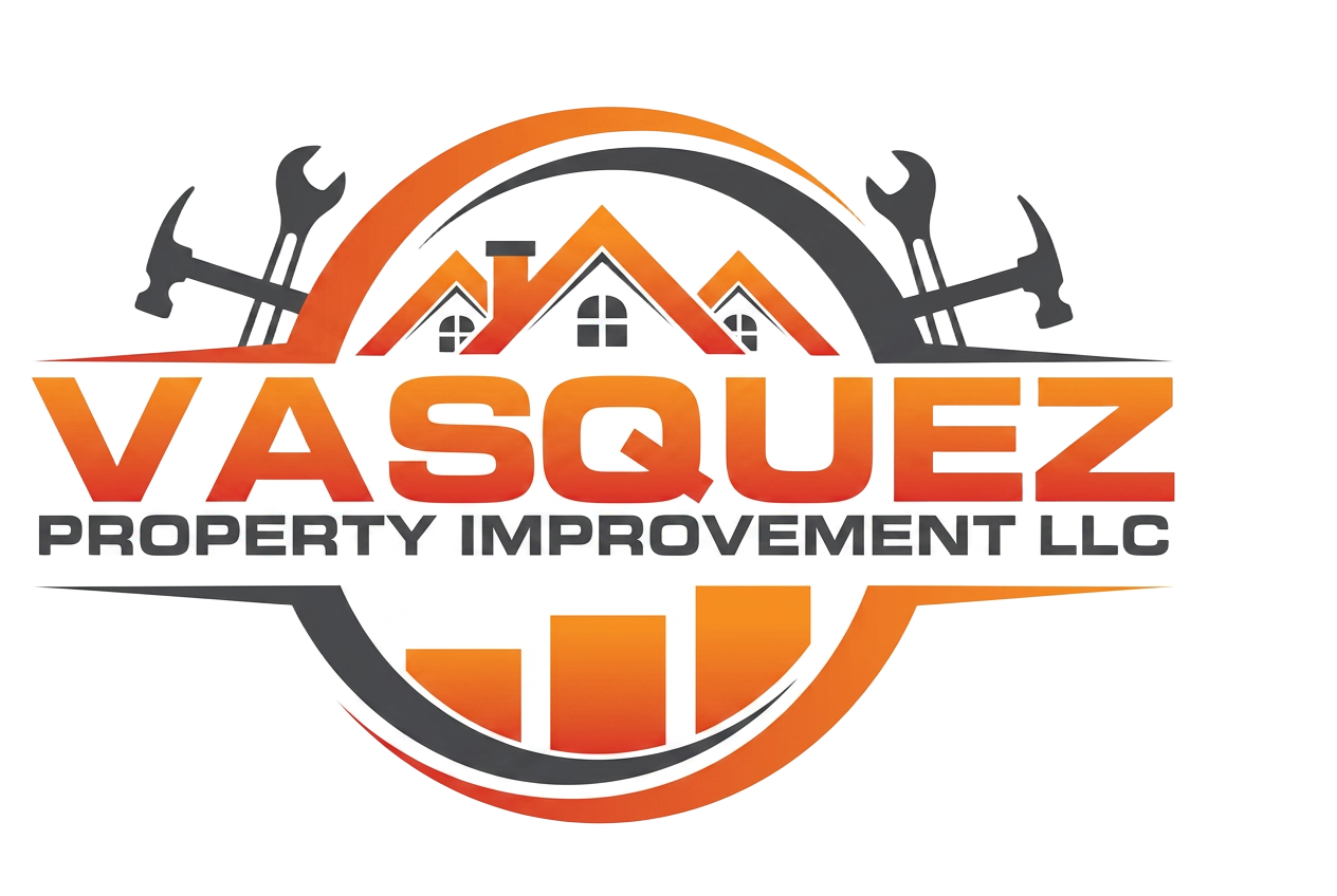 Vasquez Property Improvement LLC logo — house and tools badge